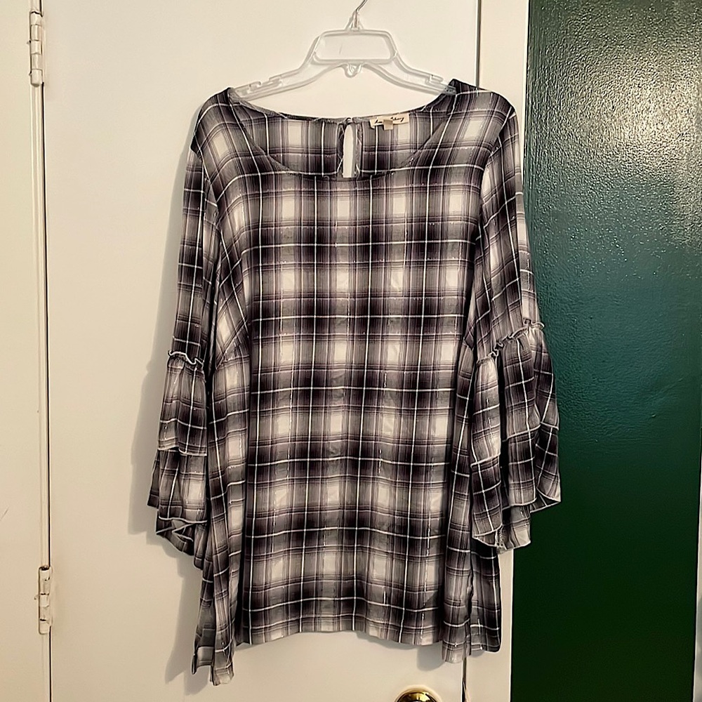 Silver Tinsel Plaid Blouse